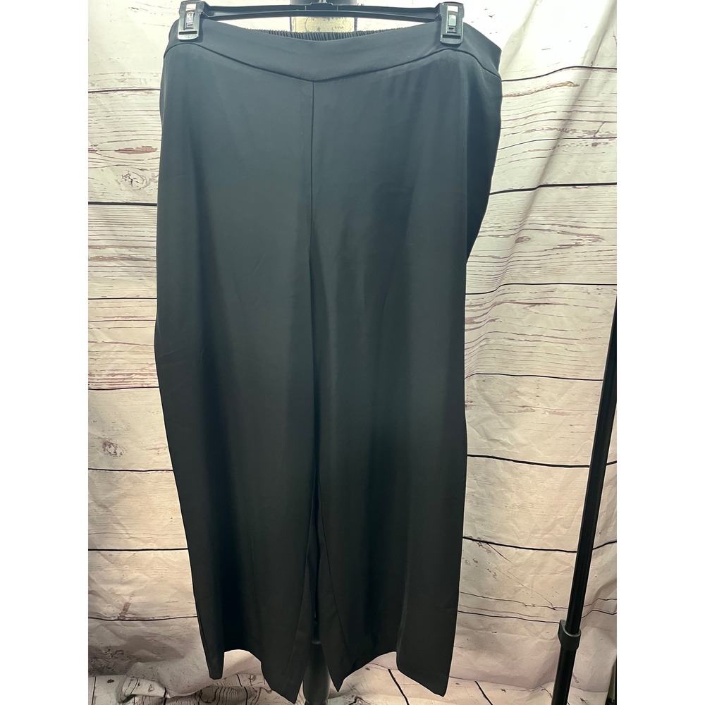Nicole by Nicole Miller Black Wide Leg Trousers Plus Size 1X Elastic Back Pants